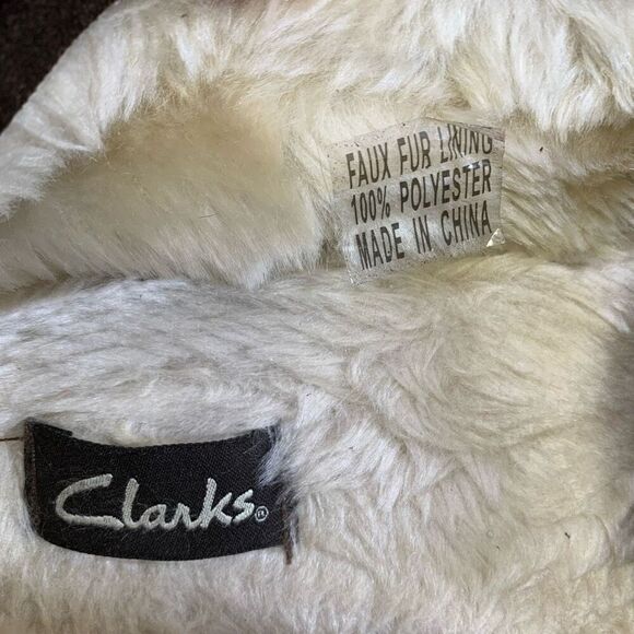 Clarks Bruno Suede Moccasin Faux Fur Slippers Dark Brown 22SH-0011 Mens Size 12M - Picture 8 of 10